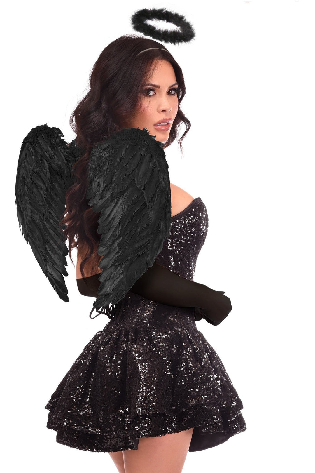 Top Drawer 4 PC Sequin Dark Angel Corset Dress Costume