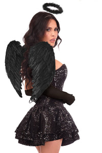 Daisy Corsets Top Drawer 4 PC Sequin Dark Angel Corset Dress Costume in Black 