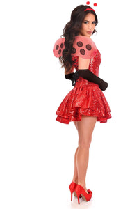 Daisy Corsets Top Drawer 4 PC Sequin Ladybug Corset Dress Costume in Red 