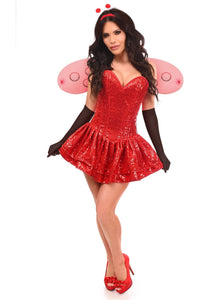 Daisy Corsets Top Drawer 4 PC Sequin Ladybug Corset Dress Costume in Red  from SexyShoes.com