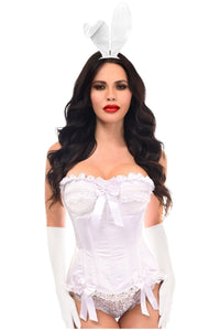 Daisy Corsets Top Drawer 4 PC White Burlesque Bunny Corset Costume in White 