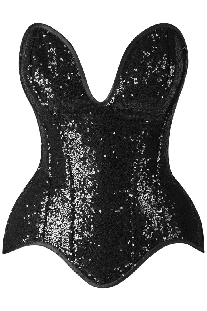 Top Drawer 5 PC Premium Black Sequin Dark Angel Corset Costume