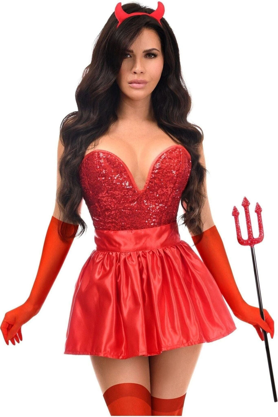 Daisy Corsets Top Drawer 5 PC Premium Devil Corset Costume in Red 