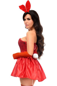 Daisy Corsets Top Drawer 5 PC Premium Red Bunny Corset Costume in Red 