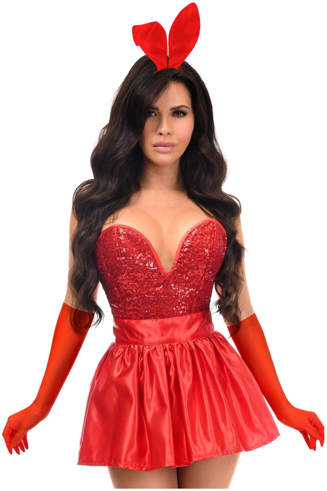 Daisy Corsets Top Drawer 5 PC Premium Red Bunny Corset Costume in Red 