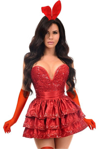 Daisy Corsets Top Drawer 5 PC Red Sequin Bunny Corset Costume in Red 