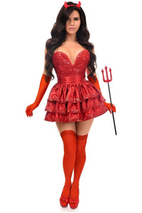 Daisy Corsets Top Drawer 5 PC Red Sequin Devil Corset Costume in Red  from SexyShoes.com