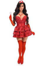Top Drawer 5 PC Red Sequin Nurse Corset Costume
