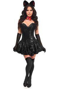 Daisy Corsets Top Drawer 5 PC Sequin Black/Red Cat Corset Dress Costume in Red  from SexyShoes.com