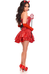 Daisy Corsets Top Drawer 5 PC Sequin Devil Corset Costume in Red 