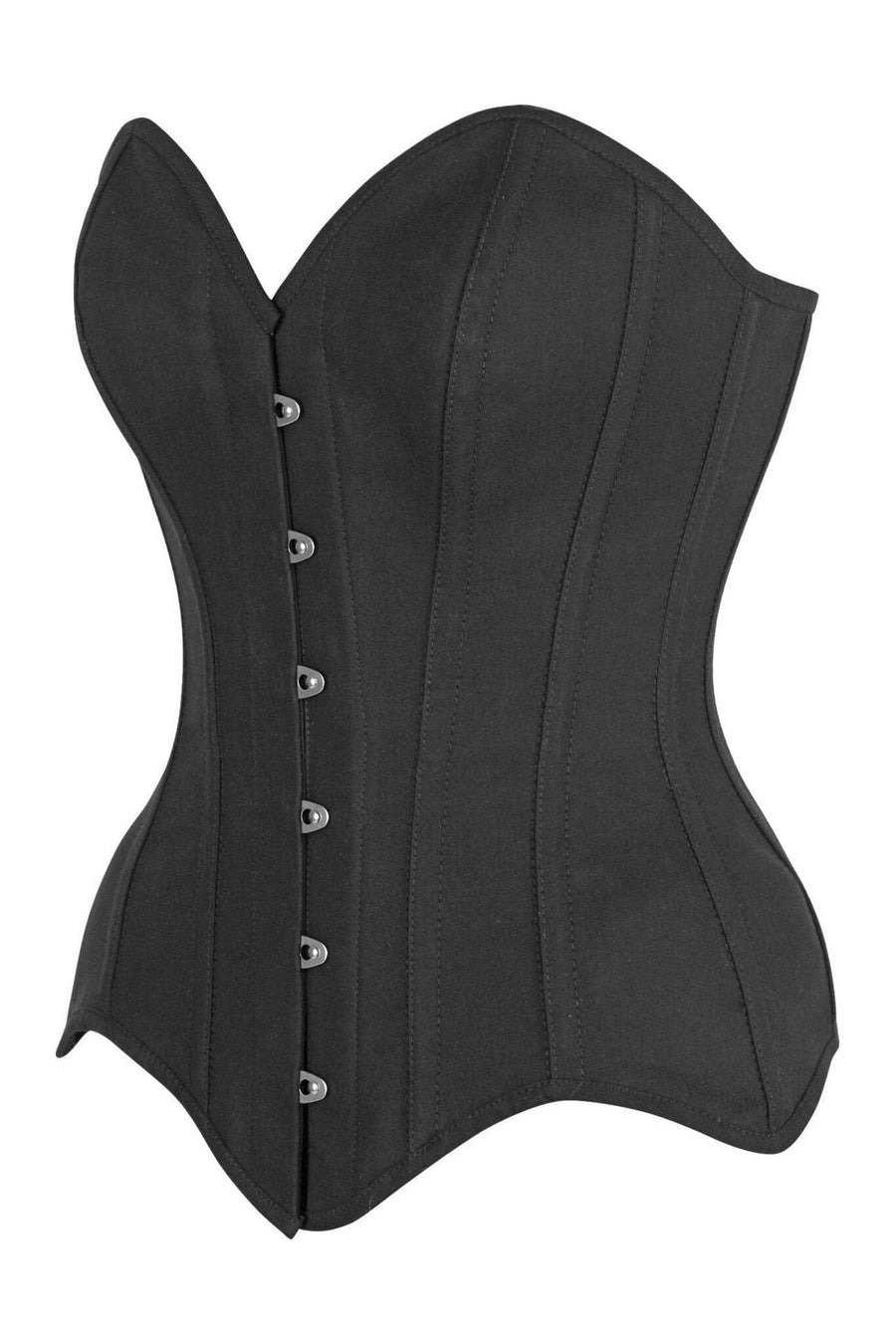 Daisy Corsets Top Drawer Black Cotton Steel Boned Overbust Corset in Black 