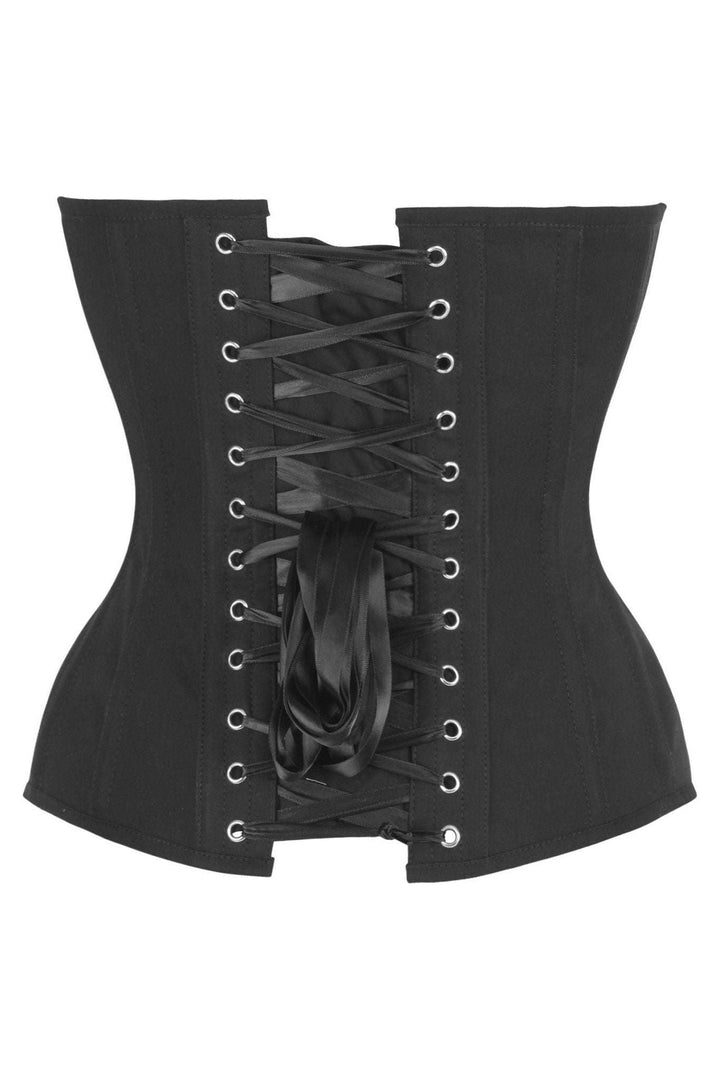 Top Drawer Black Cotton Steel Boned Overbust Corset