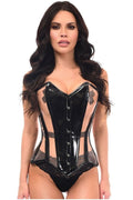 Top Drawer Black Patent & Nude Mesh Steel Boned Overbust Corset
