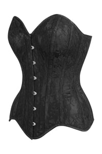 Daisy Corsets Top Drawer Black Satin w/Black Lace Overlay Steel Boned Overbust Corset in Black 