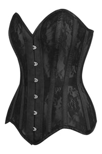 Daisy Corsets Top Drawer Black Sheer Mesh Net & Lace Steel Boned Overbust Corset in Black 