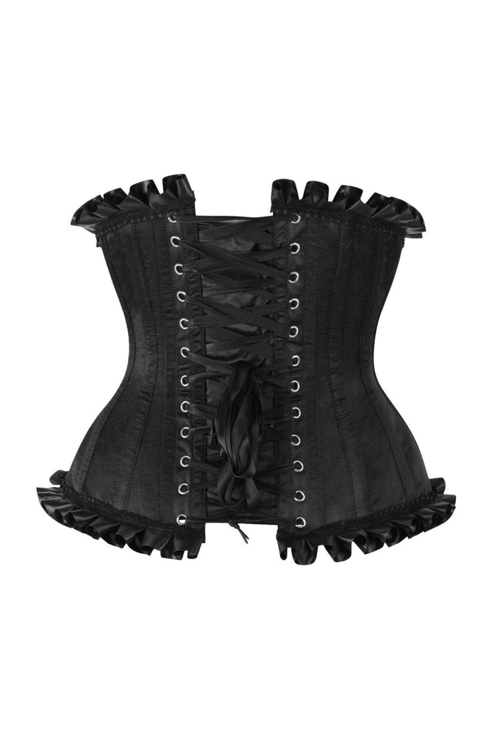 Top Drawer Black Steel Boned Burlesque Underbust Corset Waist Cincher