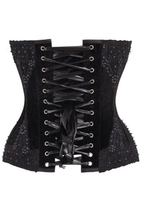 Daisy Corsets Top Drawer Black Velvet & Beaded Steel Boned Overbust Corset in Black 