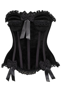 Daisy Corsets Top Drawer Black Velvet Steel Boned Burlesque Corset in Black  from SexyShoes.com
