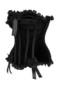Daisy Corsets Top Drawer Black Velvet Steel Boned Burlesque Corset in Black 