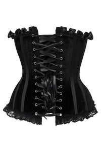 Daisy Corsets Top Drawer Black Velvet Steel Boned Burlesque Corset in Black 