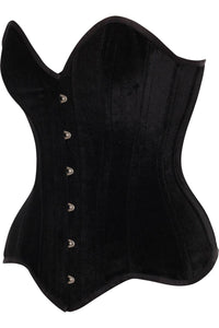 Daisy Corsets Top Drawer Black Velvet Steel Boned Overbust Corset in Black 