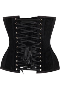 Daisy Corsets Top Drawer Black Velvet Steel Boned Overbust Corset in Black 
