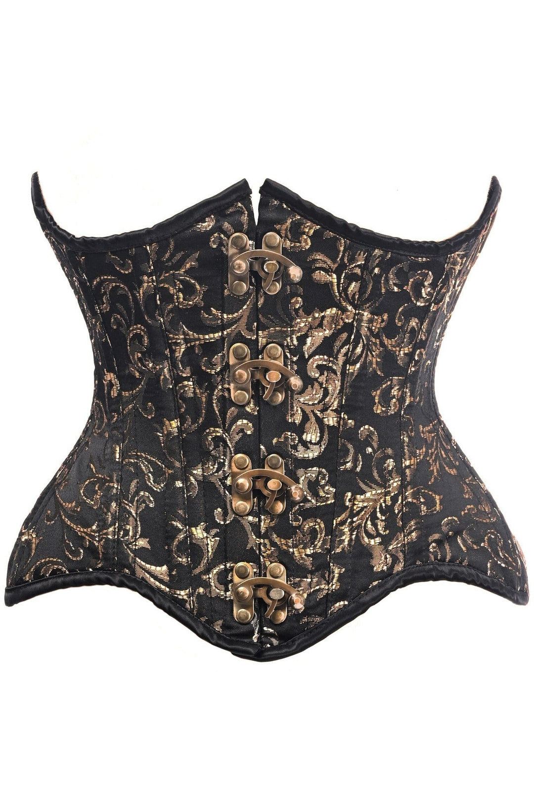 Daisy Corsets Top Drawer Black/Gold Brocade Double Steel Boned Under Bust Corset in Black  from SexyShoes.com