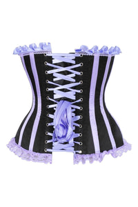 Daisy Corsets Top Drawer Black/Lavender Satin Steel Boned Burlesque Corset in Black 