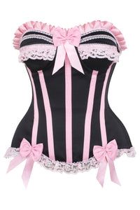Daisy Corsets Top Drawer Black/Pink Steel Boned Burlesque Corset in Pink  from SexyShoes.com