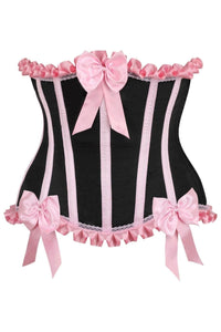 Daisy Corsets Top Drawer Black/Pink Steel Boned Burlesque Underbust Corset Waist Cincher in Pink  from SexyShoes.com