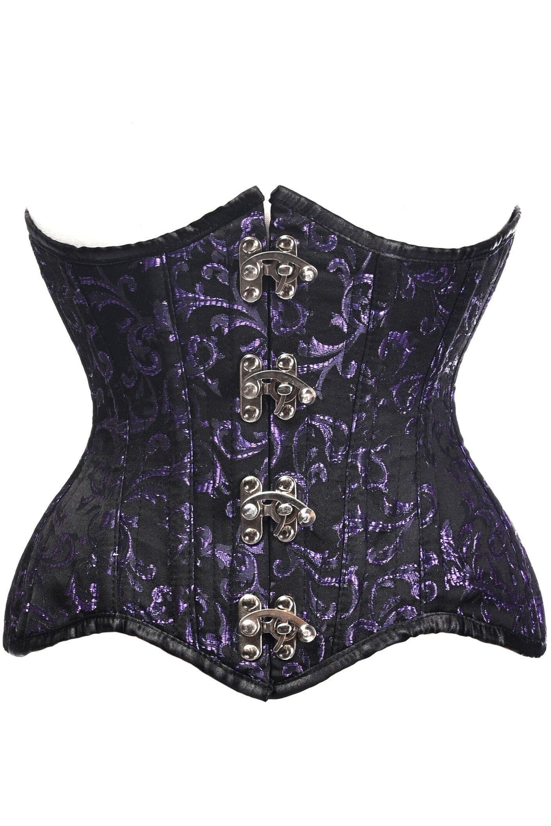 Daisy Corsets Top Drawer Black/Purple Brocade Double Steel Boned Under Bust Corset in Purple  from SexyShoes.com