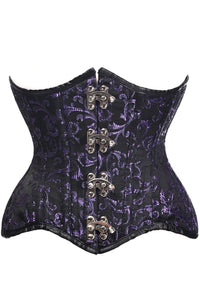 Daisy Corsets Top Drawer Black/Purple Brocade Double Steel Boned Under Bust Corset in Purple  from SexyShoes.com