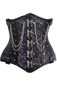 Daisy Corsets Top Drawer Black/Purple Steel Boned Underbust Corset w/Chains and Clasps in Purple  from SexyShoes.com