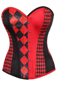 Daisy Corsets Top Drawer Black/Red Print Steel Boned Corset in Red  from SexyShoes.com