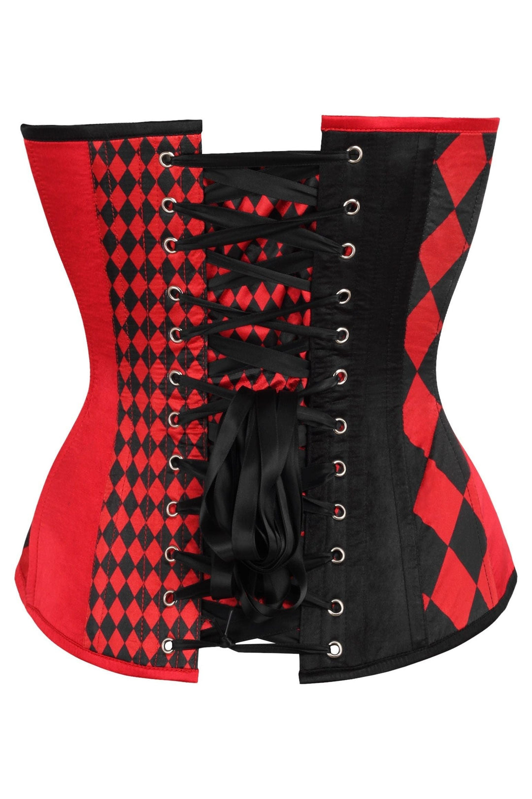 Daisy Corsets Top Drawer Black/Red Print Steel Boned Corset in Red 