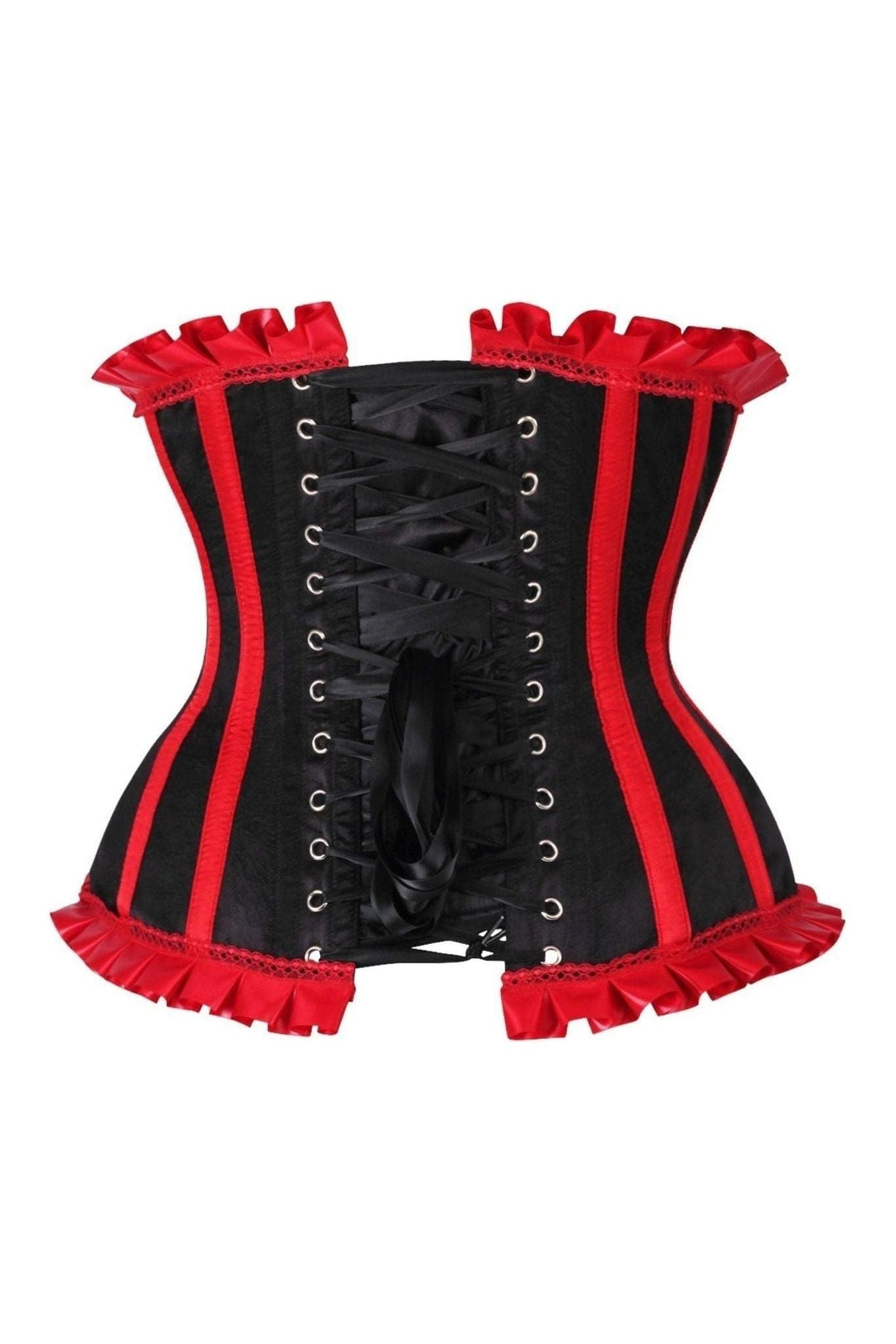 Top Drawer Black/Red Steel Boned Burlesque Underbust Corset Waist Cincher