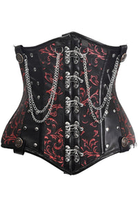 Daisy Corsets Top Drawer Black/Red Steel Boned Underbust Corset w/Chains and Clasps in Red  from SexyShoes.com