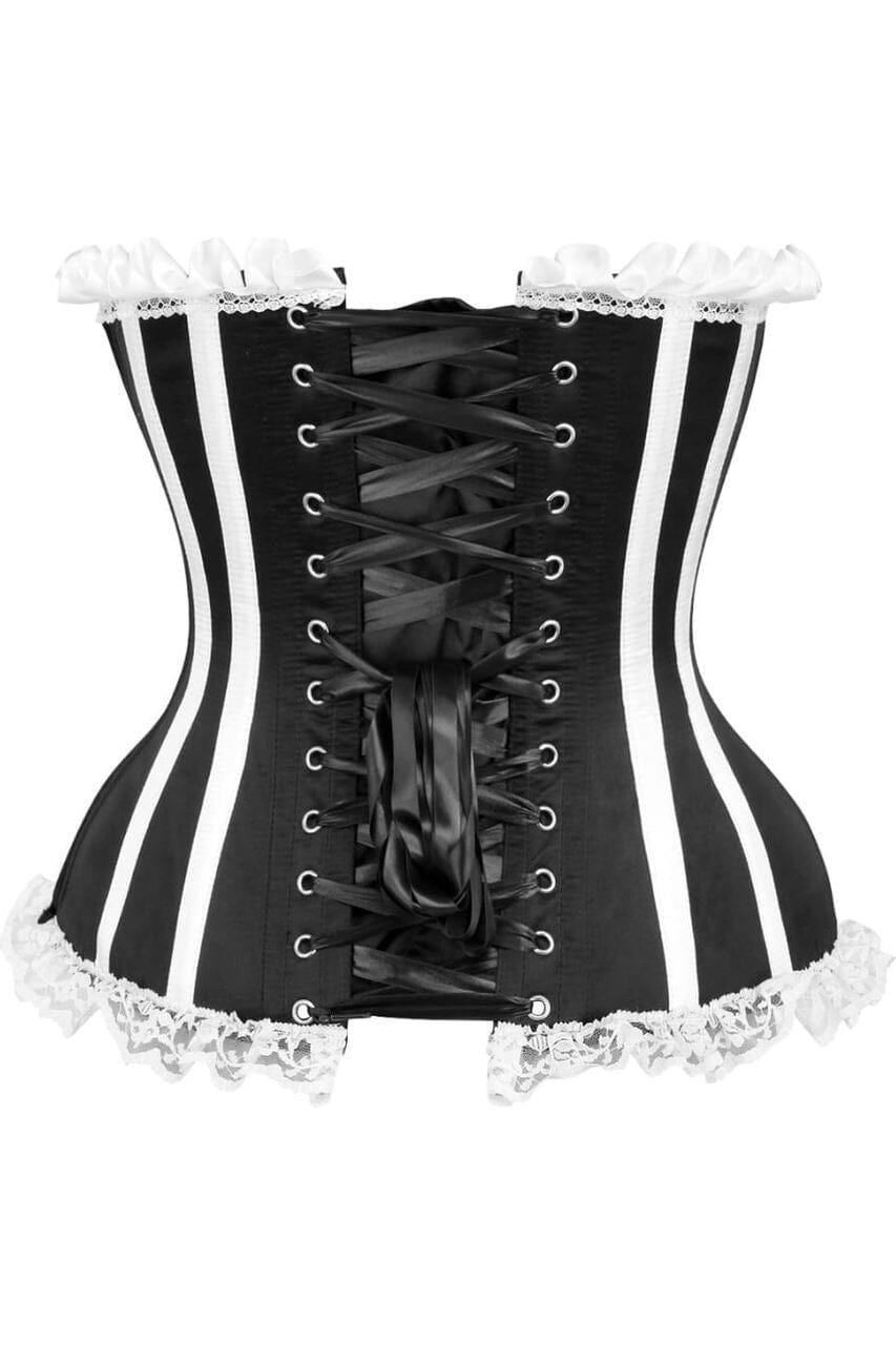 Daisy Corsets Top Drawer Black/White Steel Boned Burlesque Corset in Black 