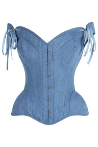 Daisy Corsets Top Drawer Blue Denim Steel Boned Corset w/Straps in Blue  from SexyShoes.com