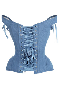 Daisy Corsets Top Drawer Blue Denim Steel Boned Corset w/Straps in Blue 