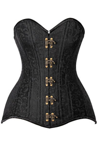 Top Drawer CURVY Black Brocade Double Steel Boned Overbust Corset-Overbust Corsets-SEXYSHOES.COM