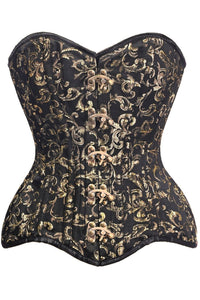 Daisy Corsets Top Drawer CURVY Black/Gold Brocade Double Steel Boned Overbust Corset in Black  from SexyShoes.com