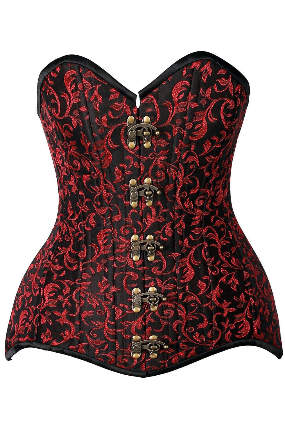Daisy Corsets Top Drawer CURVY Black/Red Brocade Double Steel Boned Overbust Corset in Red  from SexyShoes.com