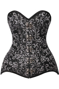 Daisy Corsets Top Drawer CURVY Black/Silver Brocade Double Steel Boned Overbust Corset in Black  from SexyShoes.com