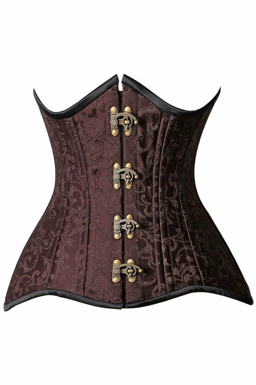 Daisy Corsets Top Drawer CURVY Brocade Double Steel Boned Under Bust Corset in Black  from SexyShoes.com