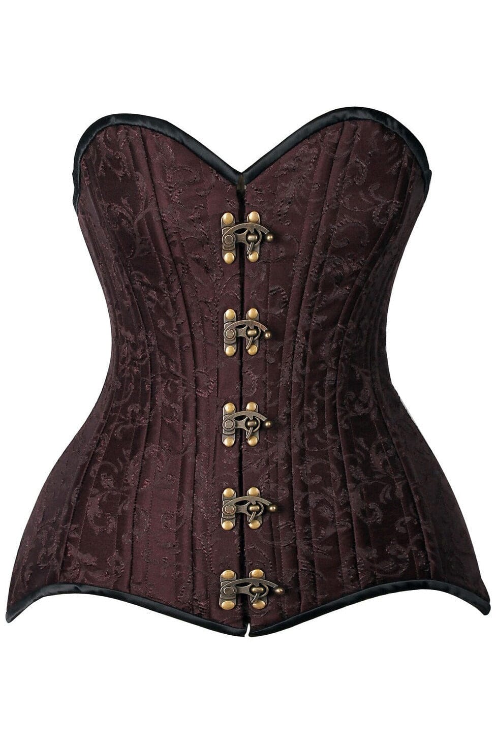 Daisy Corsets Top Drawer CURVY Brown Brocade Double Steel Boned Overbust Corset in Brown  from SexyShoes.com