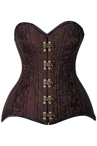 Daisy Corsets Top Drawer CURVY Brown Brocade Double Steel Boned Overbust Corset in Brown  from SexyShoes.com