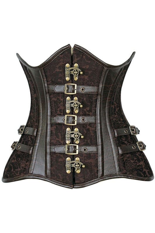 Daisy Corsets Top Drawer CURVY Brown Brocade Steampunk Steel Double Boned Under Bust Corset in Brown  from SexyShoes.com