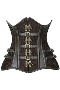 Daisy Corsets Top Drawer CURVY Brown Brocade Steampunk Steel Double Boned Under Bust Corset in Brown  from SexyShoes.com