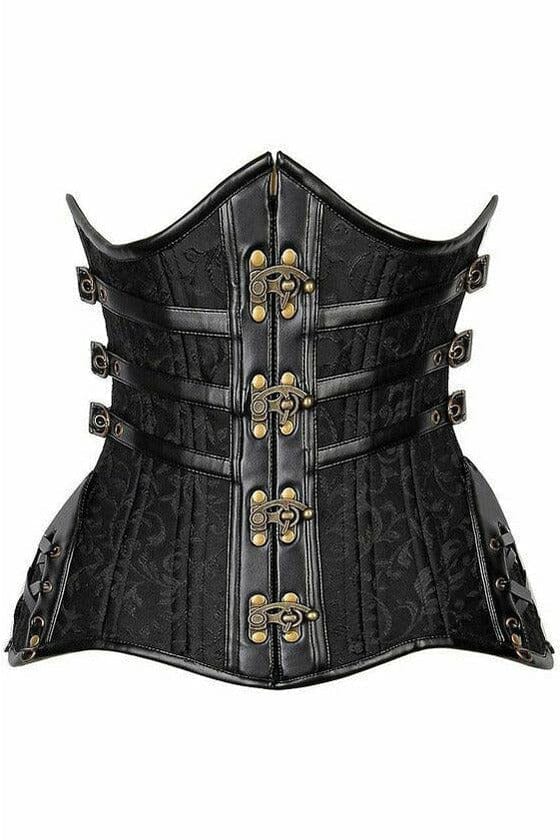 Daisy Corsets Top Drawer CURVY Steampunk Steel Double Boned Under Bust Corset in Black  from SexyShoes.com